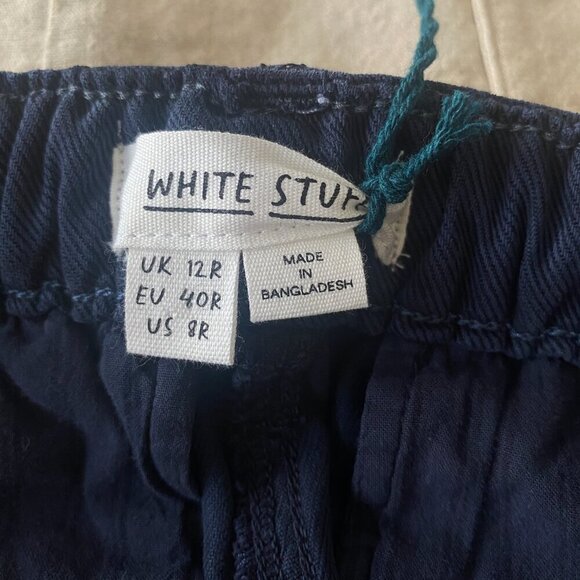 White Stuff Arlo Tencel Cargo Trouser Pant Dark Navy Size 8R - Picture 12 of 14